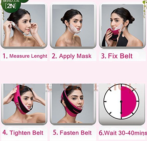 2n v линија за зацврстување на лицето, маска за слабеење на лицето, двојно редуктор на брадата, маска за подигнување на брадата за еднократна употреба со завојно поја