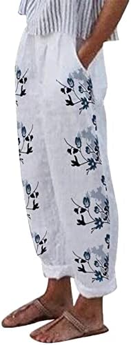 Џогери за жени со џебови печати високи жени памучни памучни памучни панталони, лабави панталони женски