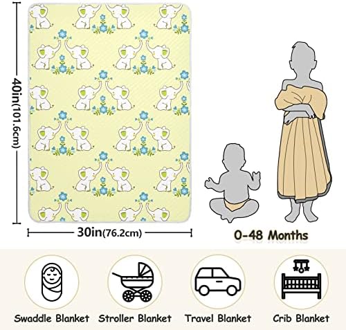 Swaddle Claute Cute цветни слонови памучно ќебе за новороденчиња, примање ќебе, лесен меко висино ќебе за креветчето, шетач, расадник