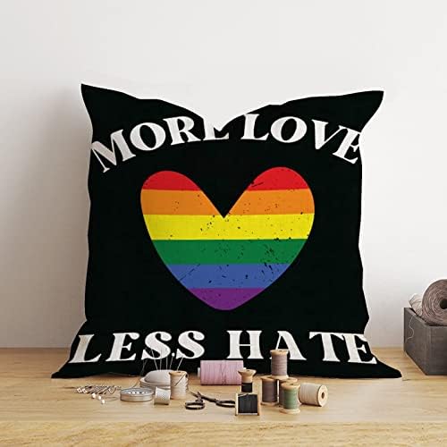 Виножито гордост геј лезбејски ист пол ЛГБТК фрли перница покритие Повеќе loveубов помалку омраза перница кутија за перниче за перниче за декорт на вineубените, декор