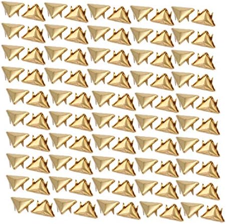 Нов LON0167 100PCS 12 mm триаголник во форма на хартија Бред златен тон за белешка за занаетчиски занает (100 Stücke 12mm Dreieckförmige Papier Brad Gold Ton Für ScrapBooking DIY Handwerk