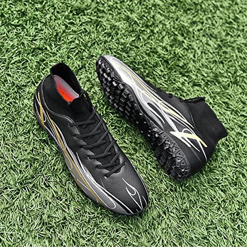 Лулубој машки фудбалски фудбалски чевли со високи врски со врвови што не се лизгаат во затворен TF чизми за трева