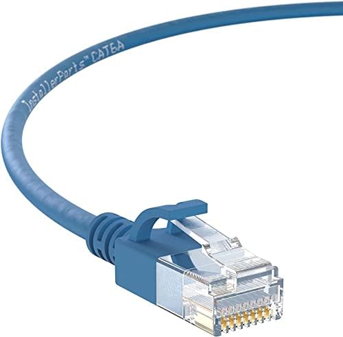 InstallerParts Ethernet Cable CAT6A тенок кабел UTP подигнат 5 ft - сина - професионална серија - 10Gigabit/Sec мрежа/голема брзина