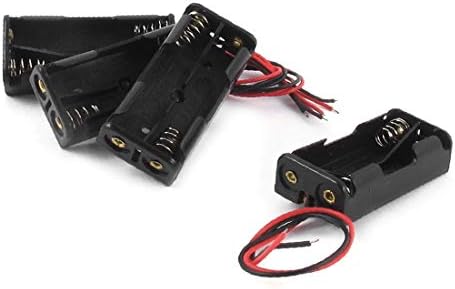 X - DREE 4 Парчиња Црна 2 x 1.5 V Aaa Батерии За Складирање Случај w Води Жица (4 Pz 2 x 1,5 V Батерија Aaa Чувари на батерија w Cavi conduttori