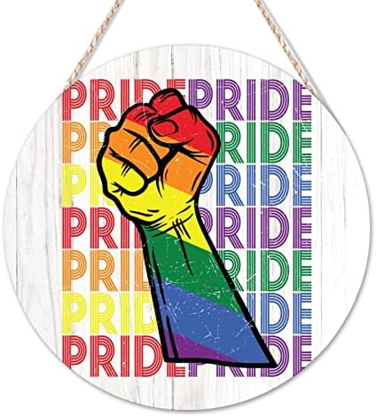Arupkeer Добредојдовте знак ЛГБТ гордо дрво знаци класичен геј виножито рака знак гордост loveубовна wallидна декорација за ЛГБТК геј лезбејска