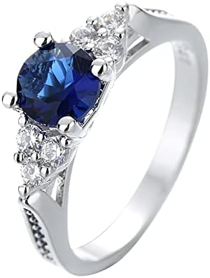 Женски прстени моден елегантен елегантен четири канџи сафир цирконски ангажман прстен накит за жени модни rhinestone прстени