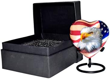 Задебелени &засилувач; Божествено Американско Знаме Дизајн Урна - Мини Срцето Кремирање Урна Со Штанд &засилувач; Премиум Кутија