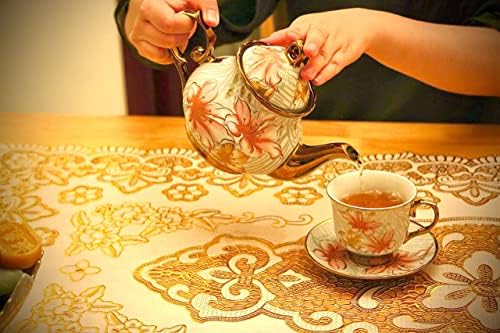 20 Парчиња Порцелански Чај Комплет Со Метален Држач, европски керамички комплет за чај за возрасни, Комплет За Цветен Чај, Комплет За Чај За Жени Со Цветно Сликарств?