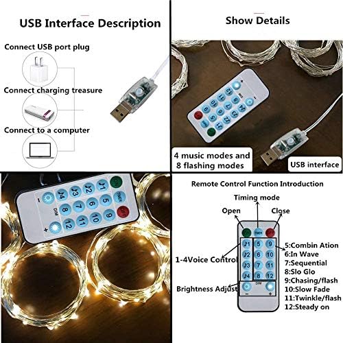 Е -Универзална LED завеса светла 300 LED диоди WIRH 4 Музика и 8 режими на осветлување Далечински управувач самовила за декор на отворено/свадба/Божиќна