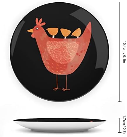 Кокошка Кокошки Коска Кина Декоративна Плоча Тркалезни Керамички Плочи Занает Со Штанд За Прикажување За Декор За Вечера На Ѕид Во Домашна Канцеларија