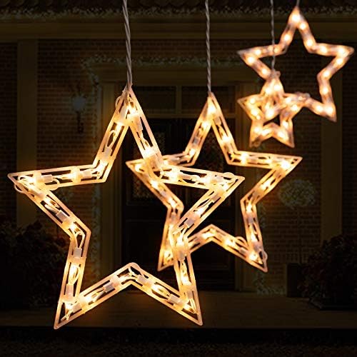 Minetom 8,5 ft. Светла за прозорец на Божиќни starвезди 6 капки - starвездени светла за жици на starвезди 100 мини сијалици за поврзување завеси самовила за Божиќни украси на отво?