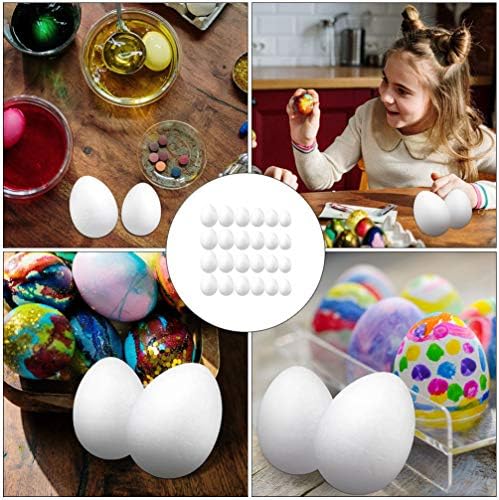 Играчки за мали деца на валилик, 24 парчиња Велигденска пена јајца бели јајца Полистирен моделирање Велигденско јајце виси украси за