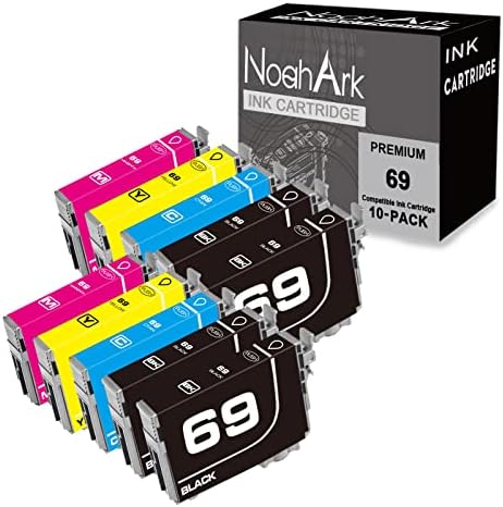 Noahark 10 пакувања T069 Повторно воспоставена замена за касети со мастило за EPSON 69 висок принос за Stylus C120 CX5000 CX6000 CX8400 CX9400