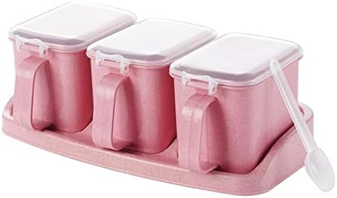 WPYYI пластична кутија за зачинување, пластични садови за зачини со зачини со капаци, сет од 3 садови за кондиции транспарентни капаци за зачини