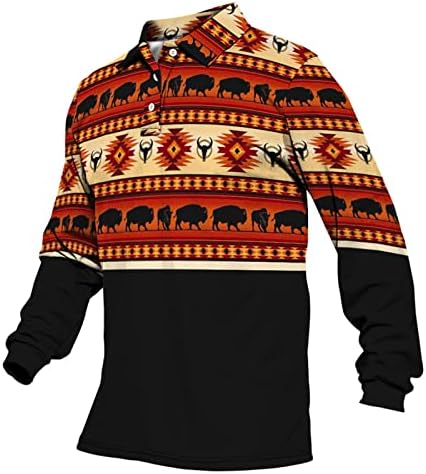 Xxbr mens zipper долга ракав цврста маица на отворено племенска шема племенски врвни мачки мажи