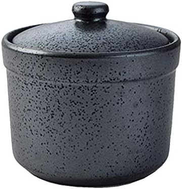 Црн керамички шеќер чинија зачини зачини за складирање сад за чорба со чорба со лажица лажица