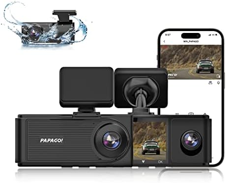 ПАПАГОГ360 Цртичка Камера, 3 Канал Цртичка Камера Со WiFi GPS, 2.5 K 11080P+1080P+1080p Dashcam Предниот Заден Дел И Кабината, Цртичка Камера Напред И Назад, 3.21 lcd Супервир Ноќно Гледање,