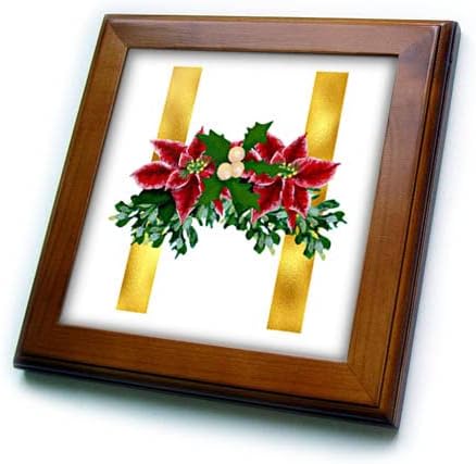 3дроза Божиќна Цветна Слика На Златен Монограм Почетна Х-Рамка Плочки