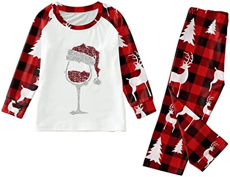 Божиќни пижами кошули за семејно семејство Божиќни пижами што одговараат на комплети симпатична печатена врвна карирана панталони за спиење