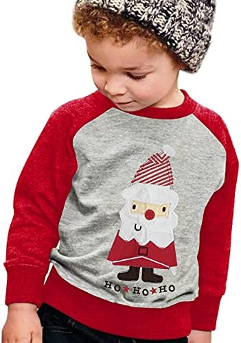 Бебе момче девојче Божиќна маичка Смешна џемпер од Дедо Мраз Детс, случајна екипа на екипажот со долги ракави