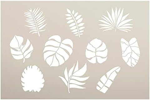 Тропски лисја украси матрици од студија12 | Занаетчиски DIY летен домашен декор | Знак за дрво од дрво | Употреба за еднократно образец на мирал