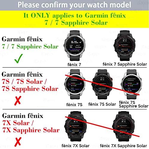 ИДАПРО [4 пакет] Заштитник на екранот за Garmin Fenix ​​7/7 Sapphire Solar 47mm часовник + силиконски анти-прашички приклучоци со калено