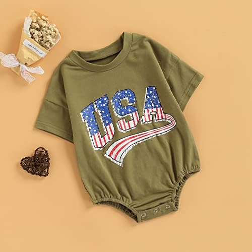Новороденче Хоанселај Бебе Бебе 4 -ти јули Облека момче девојче САД маица ромпер преголема американска знаме каросерија облека