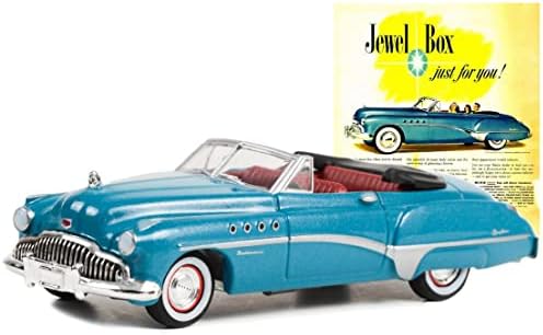 1949 година Roadmaster Blue Metallic со црвена внатрешна кутија за накит само за вас! Гроздобер АД автомобили Серија 8 1/64 ДИКАСТ МОДЕЛ КАРТ