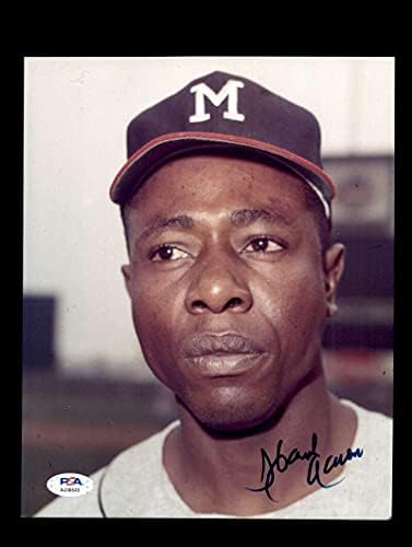Hank Aaron PSA DNA COA потпиша 8x10 фото -автограм - автограмирани фотографии од MLB