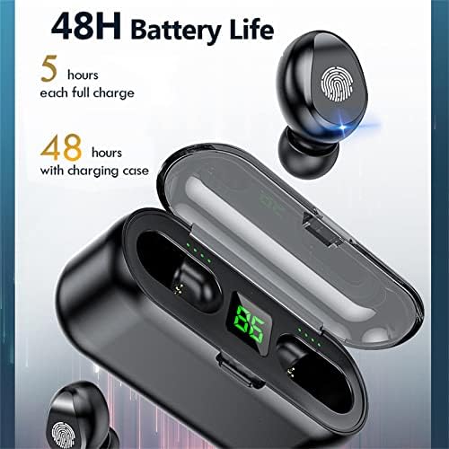 Atinetok Bluetooth безжичен во уво LED моќност Дигитален дисплеј Ушите на ушите-Мини стерео бучава откажување IPX7 водоотпорни слушалки за контрола на допир со куќиште за полн