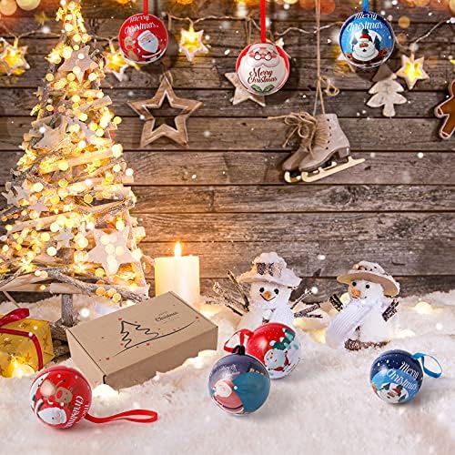Jevrench Божиќни бонбони тегла висат украси, 6 парчиња креативни божиќни топка за бонбони топка, елка што висат украси за топка, приврзоци што можат да се дадат како под?