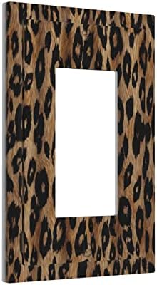 Леопард печати гепард кафеава дива сафари животно 1 ганг -рокер светло прекинувач покритие декоративна единечна декора wallидна плоча електро -излез