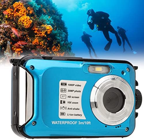 Водоотпорна дигитална камера, подводна камера, 1080p 30MP 16x 10ft Подводна камера за нуркање кампување дигитална зумирање Фенер