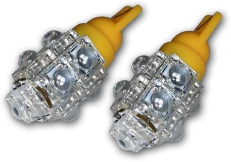 TuningPros LEDSL-T10-Y9 стоп-светлосни сијалички T10 клин, 9 флукс LED жолт 2-PC сет