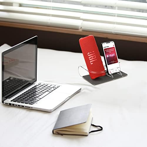 TXESIGN акрилен држач за десктоп држач компатибилен со JBL Flip 4/JBL Flip 5/JBL Flip 6/Beats Pill+/Bushnell Wingman/iPhone, Clear Table Table за Bluetooth звучник и паметен телефон