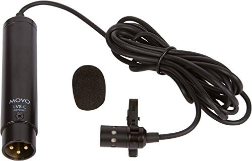 Movo LV8-C емитувано-квалитетен XLR Lavalier Cardioid Condenser Wired Microphone со капсула од 12 mm MIC за точно снимање на глас-комплетот