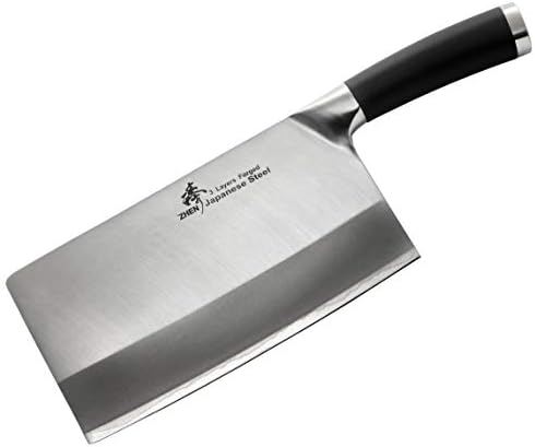 Zhen Јапонски VG-10 3-слој фалсификуван висок јаглерод не'рѓосувачки челик Голем исечокот за готвење месар нож 8-инчен, рачка на TPR