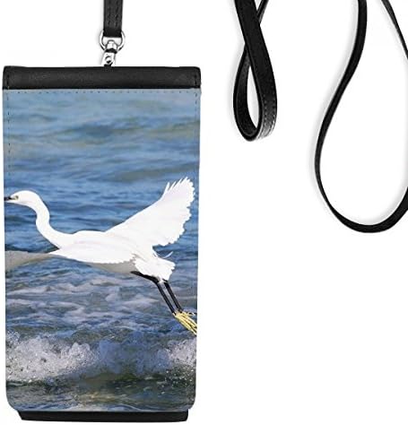 Океан бела птица морска слика Телефонски паричник чанта што виси мобилна торбичка црн џеб