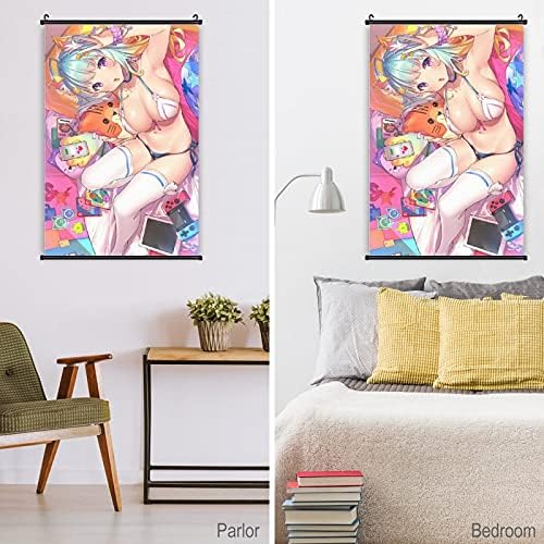 Хентаи манга аниме waifu јапонска секси девојка аниме за скролување плакато платно wallидно сликарство за домашен декор, 16 инчи × 24 инчи