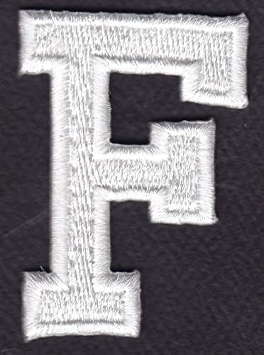 Букви - бела блок буква „F“ - Ironелезо на везена лепенка за апликација