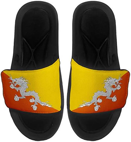 ExpressItbest Pushioned Slide -On сандали/слајдови за мажи, жени и млади - знаме на Бутан - Бутан знаме