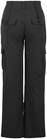 Womenените Baggy Cargo Pant Pance Y2K фармерки со низок половината падобран, оставата, оставата, права воени панталони, комбинезони