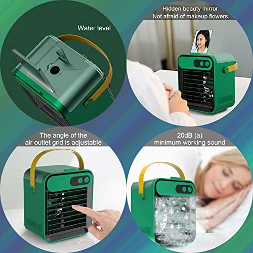Преносен ладилник за воздух, 3 брзина USB мини испарувачки ладење на воздухот за влажно влага, вентилатор за климатизација на вентилаторот за лични биро со држач за т