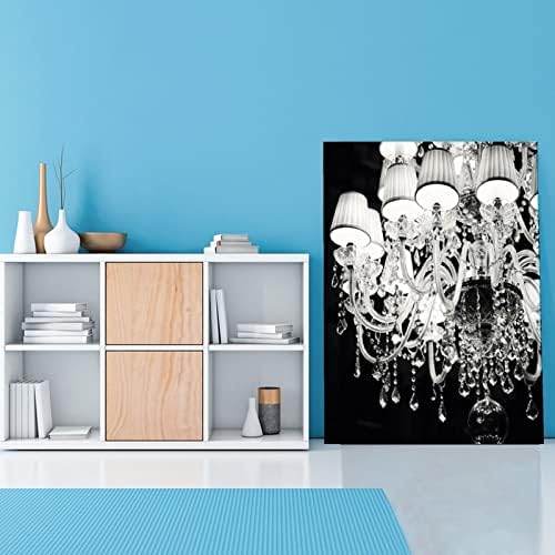 Постери црно-бело лустер wallидна уметност кристална ламба постер луксузна вила хотелска уметност платно отпечатоци за дневна соба спална соба канцеларија кујна де