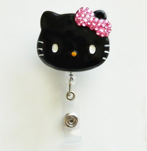 LoveKitty 3D Cutie Bling Out Kitty Inspired Rhinestone Rultactable Bagge Reel/Ime Bagges/држач за значка за лична карта