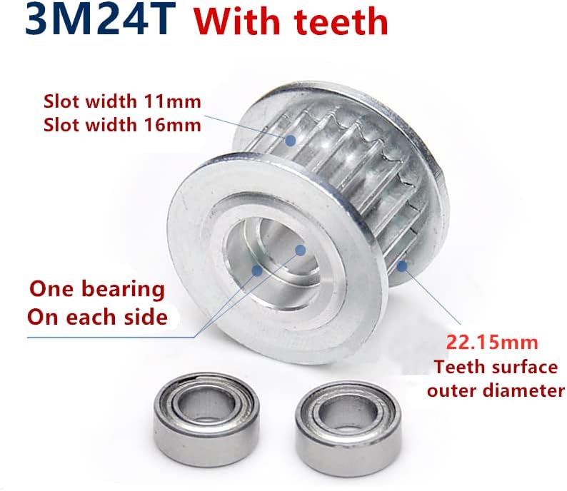 CaphStion 1/2/3/4/5/10PCS 24 заби 3м Држете дијаметар на тркала од макара 3/4/5mm со водич за лежиште Синхрона опрема за макара htd3m 24t 24 заби