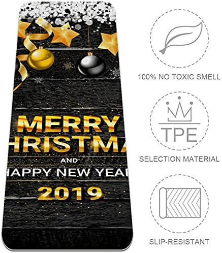 Siebzeh 2019 Божиќни топки starsвезди црно дрво текстура Премиум густа јога мат, еко пријателска гума за здравје и фитнес, без лизгање
