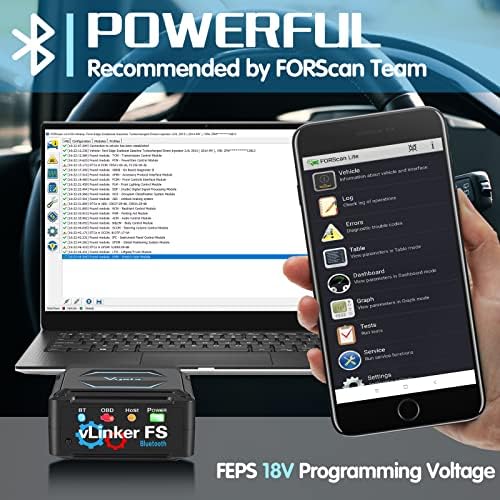 Vgate vLinker FS Bluetooth OBD2 Дијагностички Скенирање Алатка, OBDII Автомобил Код Читач за iOS, Android &засилувач; Windows