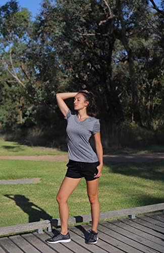 Кошули за тренингот на ICIZONE Јога врвови со активни маици со врата за облека за жени кои работат фитнес спортски кратки ракави маички