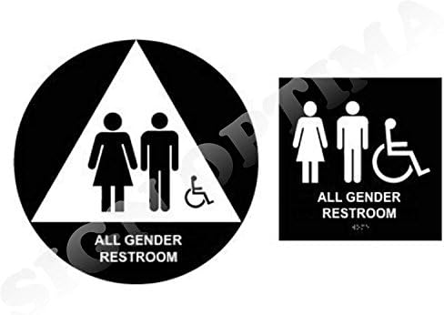 Сет на знаци за родови во тоалетот, во согласност со АДА, акрилни знаци, Брајово одделение од II одделение